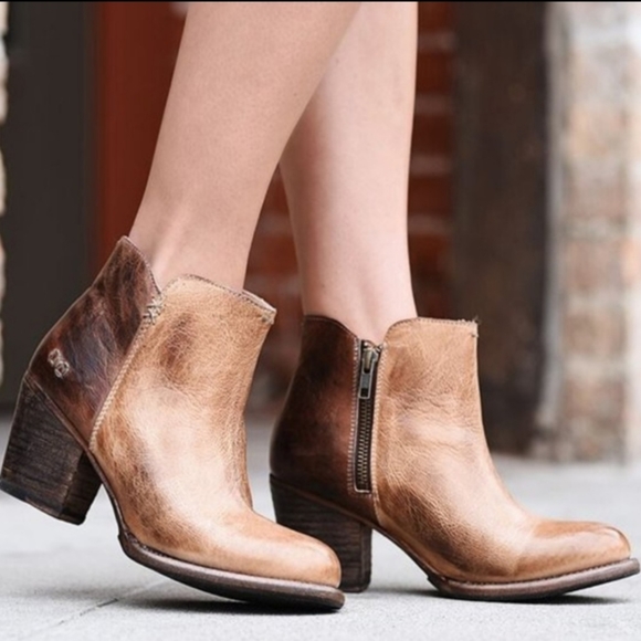 Bed Stu Shoes - BED STU Yell Two Tone Leather Zip Ankle Booties
